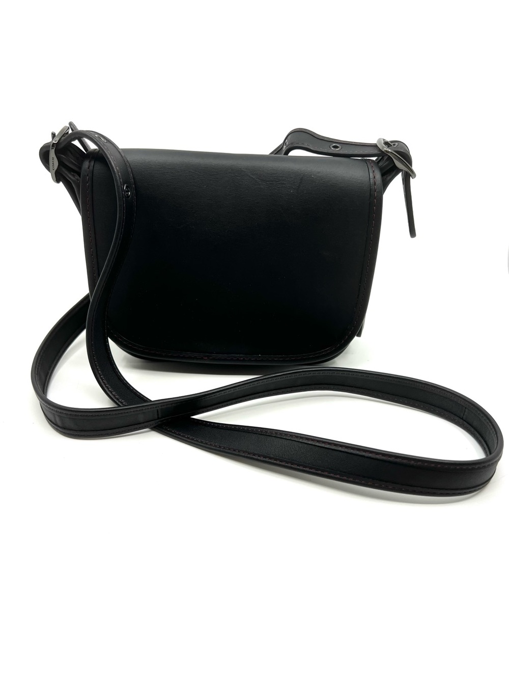 Coach Saddle Bag 18 in Black Glovetanned Leather 75th Anniversary Style 57731